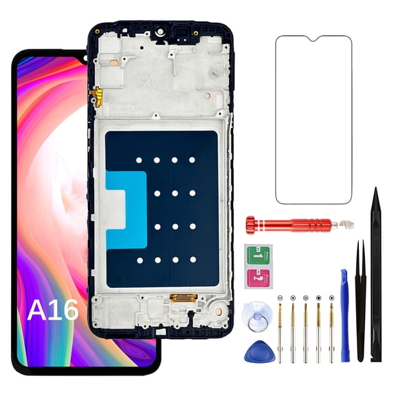 Screen Replacement for Samsung Galaxy A16 5G, 6.7" LCD Touch Display Digitizer Assembly with Frame + Repair Tools Kit (Black, Europe Version only)