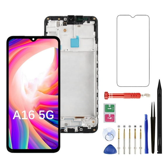 Screen Replacement for Samsung Galaxy A16 5G, 6.7" LCD Touch Display Digitizer Assembly with Frame + Repair Tools Kit (Black, US Version only)