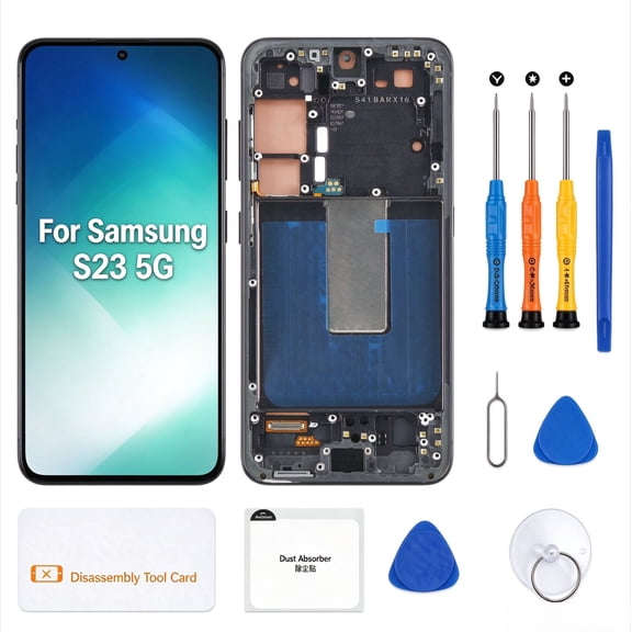 Screen Replacement for Samsung Galaxy S23 5G SM-S911U S911A S911W 6.1 LCD Display Touch Digitizer Glass Assembly(Incell with Frame,No Fingerprint)
