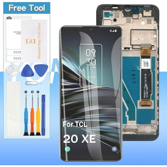 Screen Replacement for TCL 20 XE 5G 5087 5087Z LCD Display Touch Digitizer Assembly with Tools (Black with Frame)