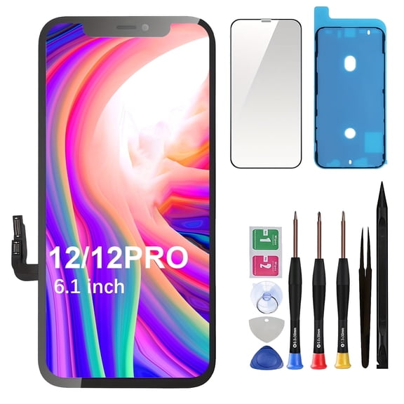 Screen Replacement for iPhone 12 - Lcd Replacement Kit & Digitizer Display Full Aassembly for Apple iPhone 12 Pro 6.1 Inch Models A2172 A2402 A2403 A2404 with Repair Tools