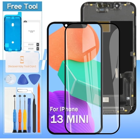 Screen Replacement for iPhone 13 Mini A2628, A2481, A2626, A2629, A2630 5.4" LCD Display 3D Touch Digitizer Full Assembly with Waterproof Anti-Dust Adhesive
