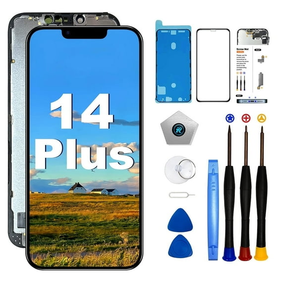 Screen Replacement for iPhone 14 Plus, 6.7 inch LCD 3D Touch Display HD Digitizer Assembly , for iPhone 14 Plus Screen Replacement with Complete Repair Tool