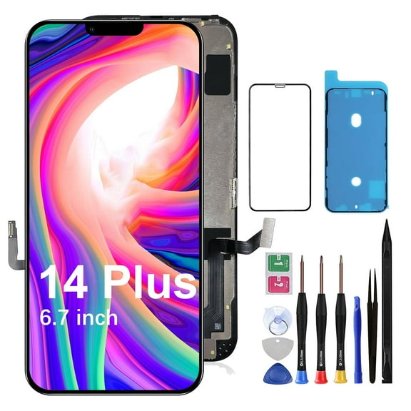 Screen Replacement for iPhone 14 Plus - Lcd Replacement Kit & Digitizer Display Full Aassembly for Apple iPhone 14 Plus 6.7 Inch Models A2886, A2632, A2885, A2888, A2887 with Repair Tools