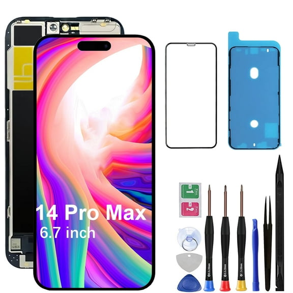Screen Replacement for iPhone 14 Pro Max - LCD Replacement Kit & 3D Touch Digitizer Display Full Aassembly for iPhone 14 Pro Max 6.7 Inch Model A2894, A2651, A2893, A2896, A2895 with Repair Tools