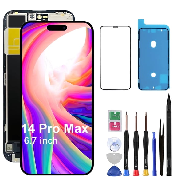 Screen Replacement for iPhone 14 Pro Max - LCD Replacement Kit & 3D Touch Digitizer Display Full Aassembly for iPhone 14 Pro Max 6.7 Inch Model A2894, A2651, A2893, A2896, A2895 with Repair Tools