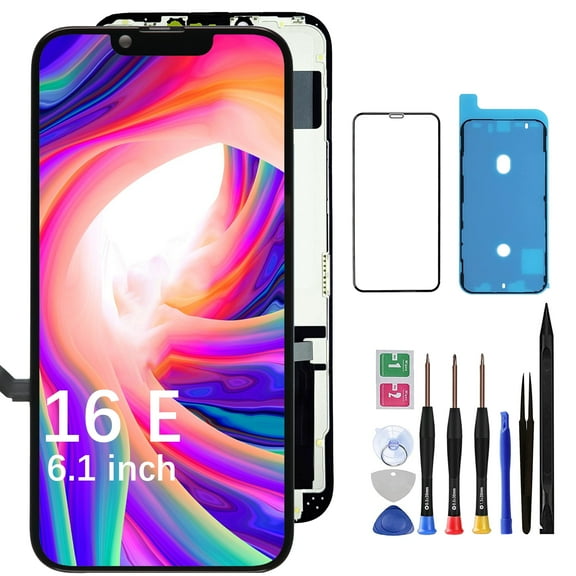Screen Replacement for iPhone 16E - Lcd Replacement Kit & Digitizer Display Full Aassembly for Apple iPhone 16E 6.1 Inch Models A3212 A3408 A3410 A3409 with Repair Tools