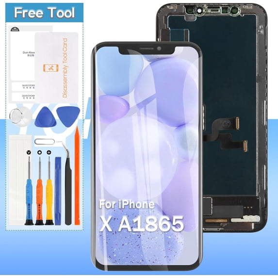 Screen Replacement for iPhone X (Incell) A1865, A1901, A1902, A1903 5.8" LCD Display 3D Touch Digitizer Full Assembly with Waterproof Anti-Dust Adhesive