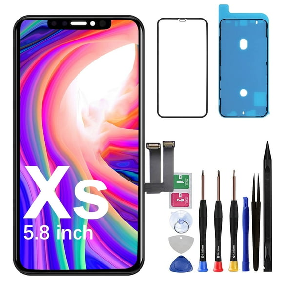 Screen Replacement for iPhone Xs - Lcd Replacement Kit & 3D Touch Oled Digitiser Display Full Aassembly for iPhone Xs 6.1 Inch Model A2097, A1920, A2100, A2098 with Repair Tools