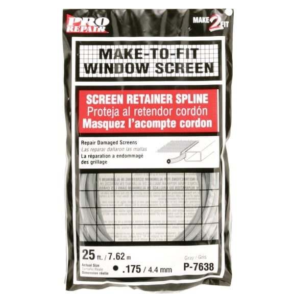 Screen Retainer Spline, 0.175 in., 25 ft., Gray