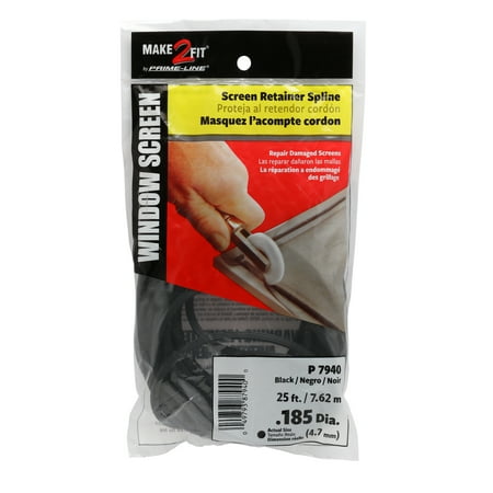 P 7940 | Screen Retainer Vinyl Spline, .185" Round, Black, 25' per roll.