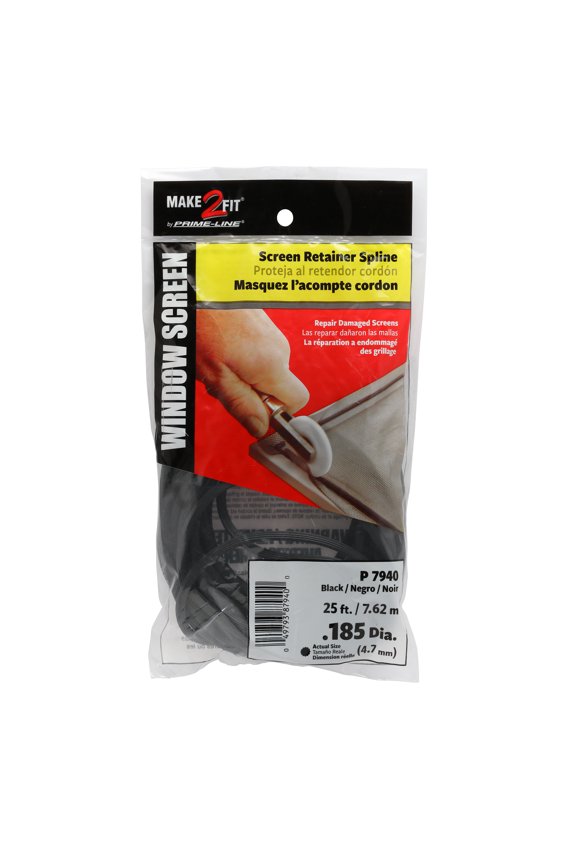 P 7940 |  Screen Retainer Vinyl Spline, .185" Round, Black, 25' per roll.