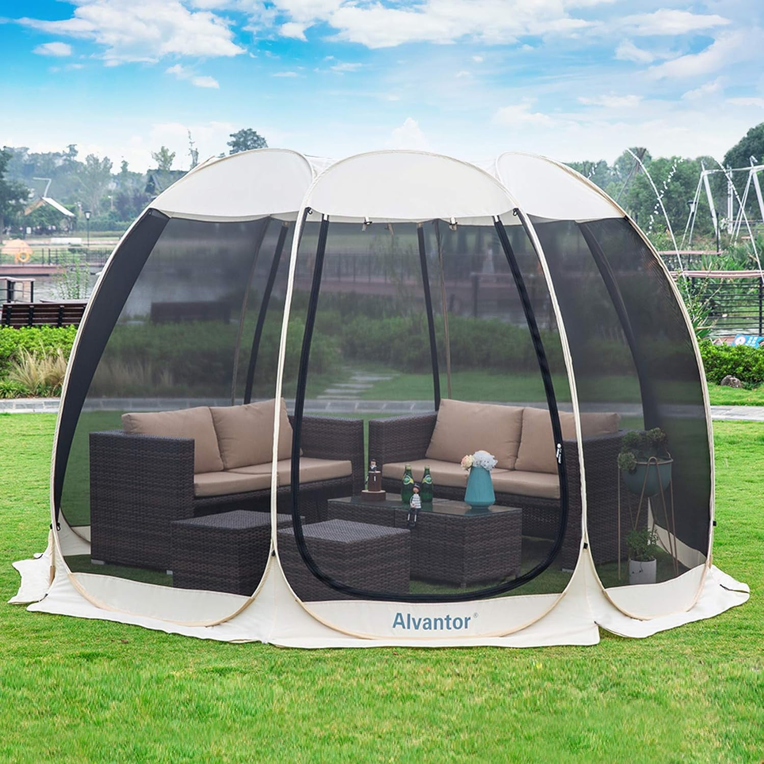 Free Shipping Screen Room House 10x10 Outdoor Family Camping Tent Pop Up Sun Shade Canopy Dining Gazebo by Alvantor Walmart