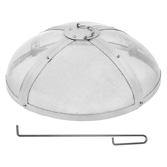 Screen Round 20", Reinforced Heavy Duty Steel Metal Cover, Outdoor Firepit Lid, Easy-Opening Top Screen Covers Round with Ring Handle for Outdoor Patio Backyard