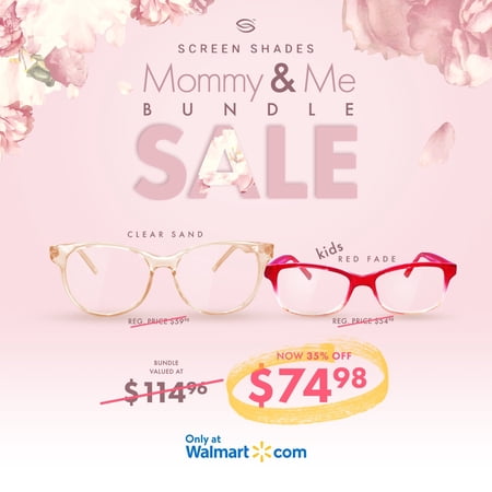 Screen Shades Mother's Day Bundle - Blue Light Blocking Computer Glasses - SS202 Sand & SS602 Red Fade - UV Protection - Relieve Eye Strain and Prevent Headaches From Device Use and Gaming