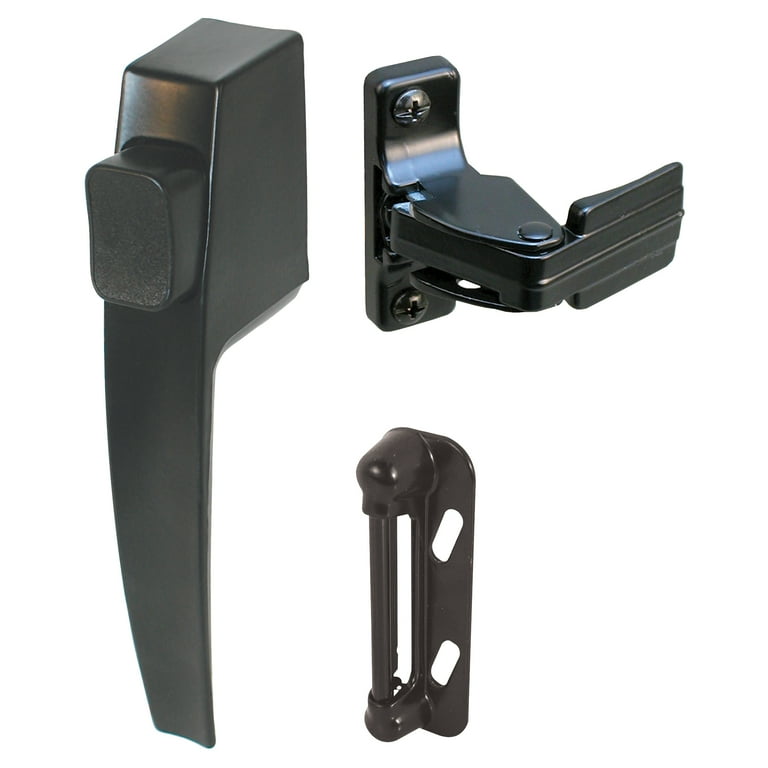 Screen & Storm Door Push Button Latch Set with Night Lock, Black