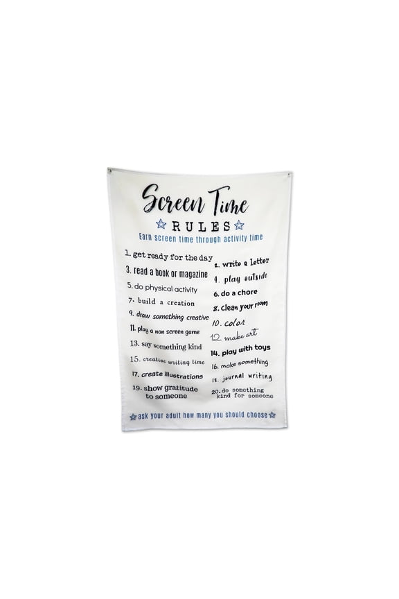 Screen Time Rules Tapestry – 36" x 36" Educational Wall Hanging
