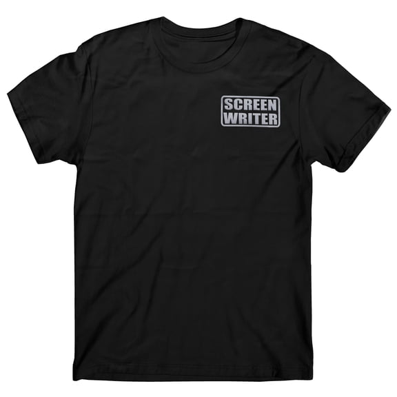 Screen Writer t shirt, reflective logo, film screen writer t shirt