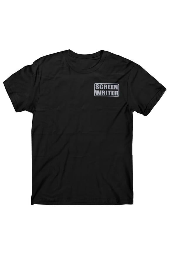 Screen Writer t shirt, reflective logo, film screen writer t shirt