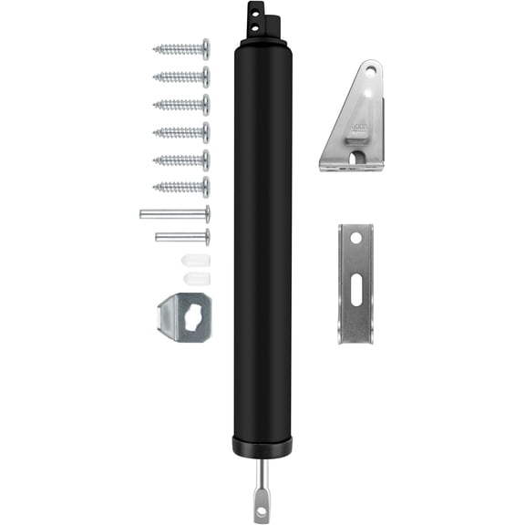 Screen and Storm Door Closer Kit, Heavy Duty Pneumatic Closer, Push Button Latch Set Replacement Adjust Smooth Closing Speed (Black)