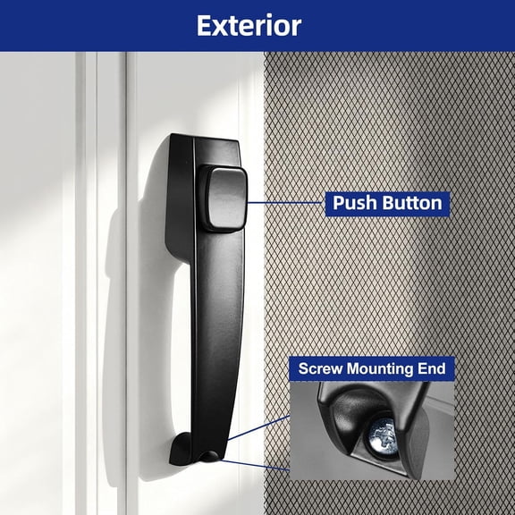 Screen and Storm Door Push Button Latch Handle Set with Night Lock