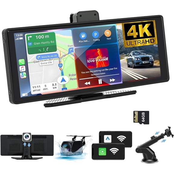 Screen for 10.26" 4K Cam and 1080P Backup Camera - & Stereo with GPS Navigation/Voice Control//Mirror Link//FM Radio Receiver