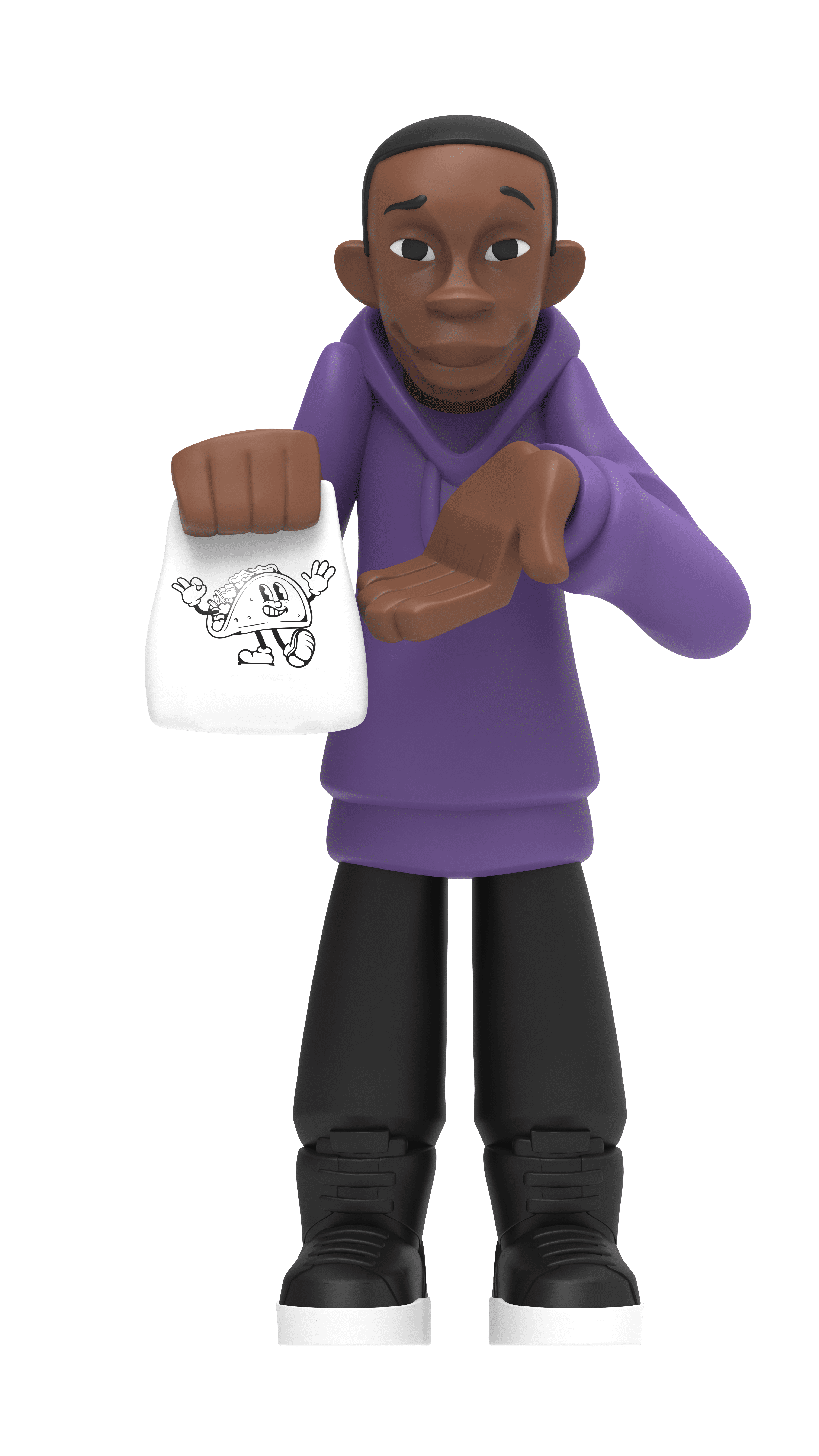 Khaby Lame Collectible Figure in Purple Hoodie