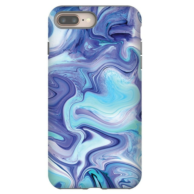 Screenflair Designer Case for iPhone 7 Plus | 8 Plus | Lightweight | Dual-Layer | Drop Test Certified | Wireless Charging Compatible - Aqua Marble Design