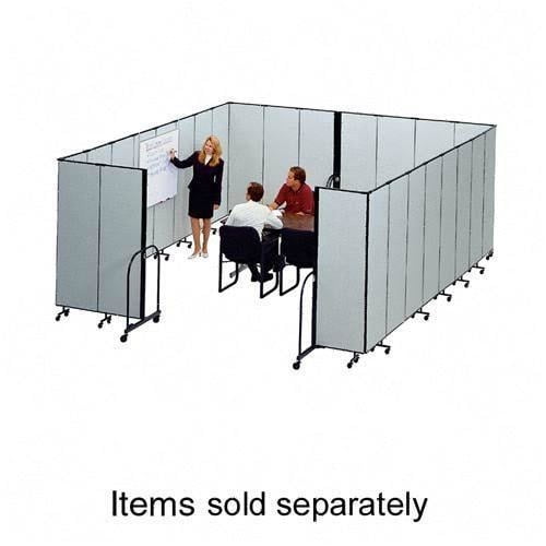 Screenflex Portable Room Dividers 72" Height x 13.1 ft Length - Black Metal Frame - Polyester - Stone
