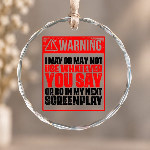 Screenwriter Movie Screenplay Film Script Movies Writer Christmas Ornament, Holiday Keepsake Gift, Circle Glass Ornament
