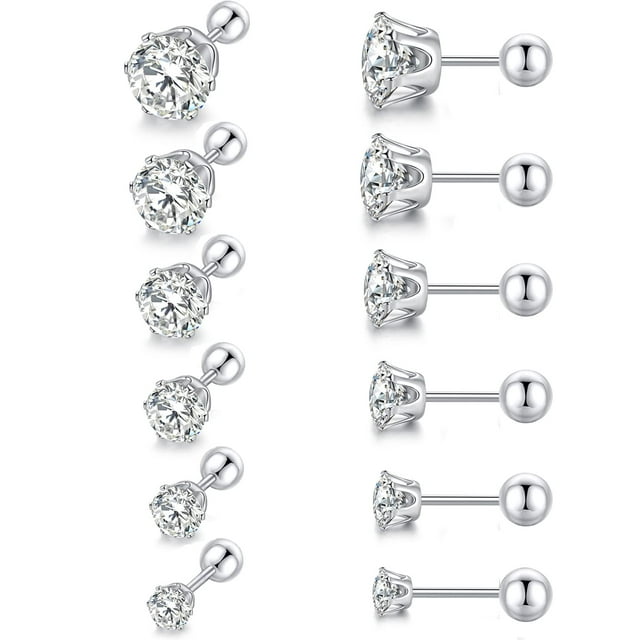 Screw Back Earrings Titanium Surgical Stainless Steel Studs Pack for