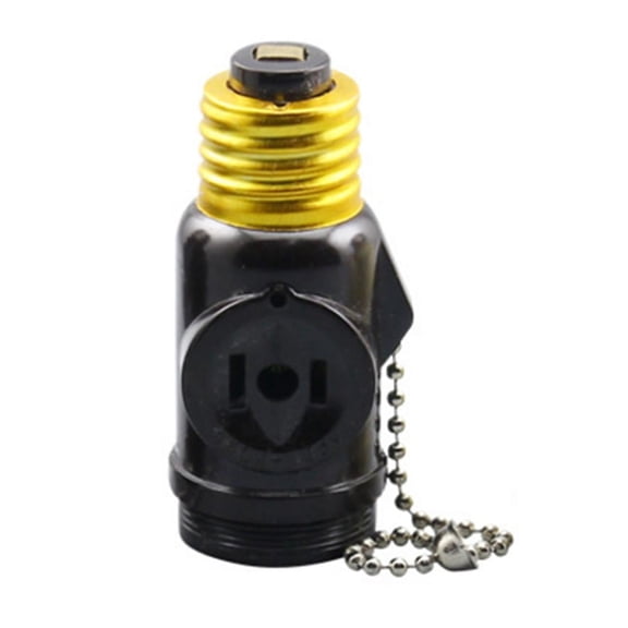 Screw Base Light Bulb Socket Adapter, Pull Chain Switch to Dual AC 2 Outlet Converter for Garage