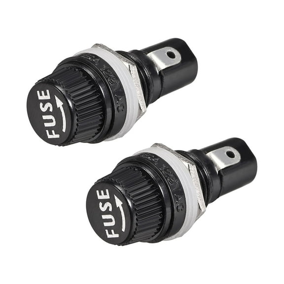 Screw Cap Panel Mounted 5mm x 20mm Fuse Holder AC 125V/15A 250V/10A Black 2Pcs