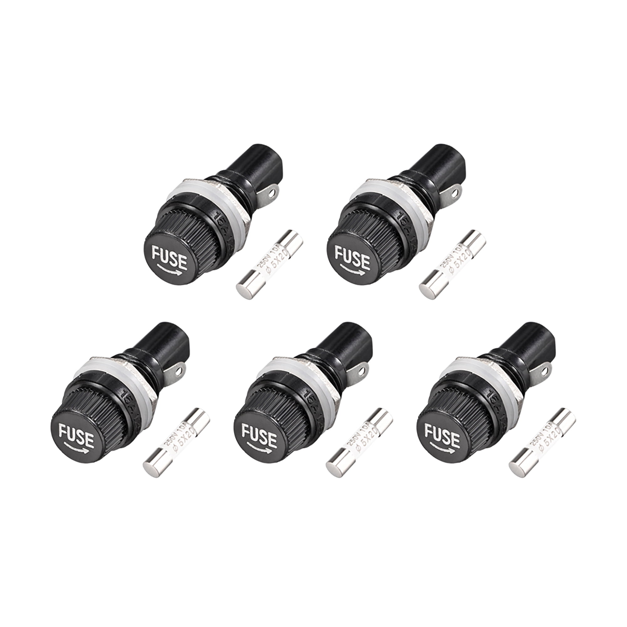 Fuse Screw Shell Screw Cap Panel Mounted Fuse Holder AC 125V/15A 250V/10A with 5mm x ...
