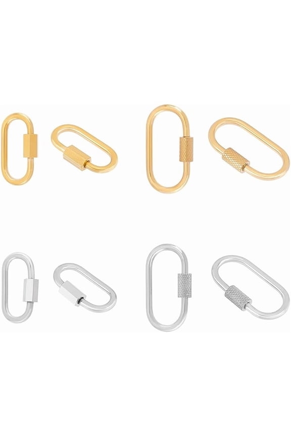 Screw Carabiner Lock Stainless Steel Screw Locking Keychain Carabiner Clasp Metal Keychain Clip Hook Quick Link for Jewelry Making Handbag DIY Accessory for making