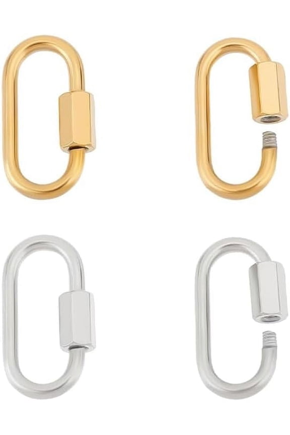 Screw Carabiner Lock Stainless Steel Screw Locking Keychain Carabiner Clasp Metal Keychain Clip Hook Quick Link for Jewelry Making Handbag DIY Accessory Colorful