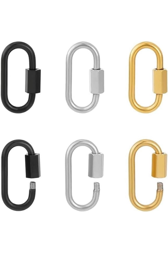 Screw Carabiner Lock Stainless Steel Screw Locking Keychain Carabiner Clasp Metal Keychain Clip Hook Quick Link for Jewelry Making Handbag DIY Accessory for DIY handcrafting
