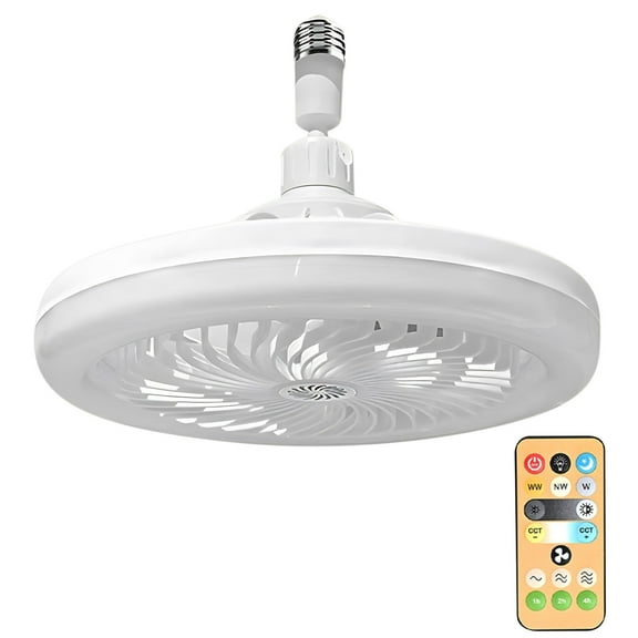 Screw in Ceiling Fan in Light Socket 10in E26 25W Dimmable Socket Fan Small Ceiling Fan with Light, Plug in Light Bulb Ceiling Fan with Remote Perfect for Small Rooms, RVs, and Restaurants