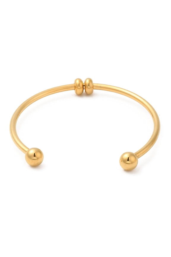 Screw End Ball 304 Stainless Steel Open Cuff Bangles Torque Bangles for Women Golden 1/8 inch(0.3cm) Inner Diameter: 2-3/8 inch(5.95cm)
