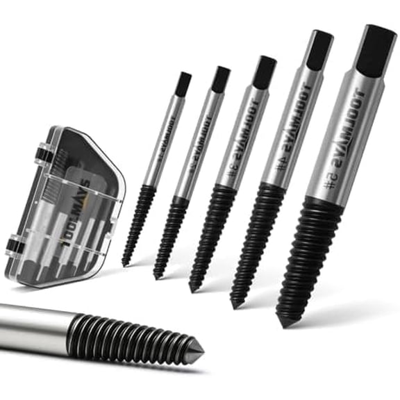 Screw Extractor Set, 5-Piece Left Extractor Set, High Hardness Screw Extractor Set, Damaged Screw Remover Extractor Set, Left Extractor Set