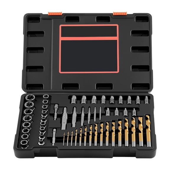 Screw Extractor Set 54 Piece - Easy Out Bolt Remover Kit with Drill Bits, Metric & SAE, Broken Fastener Removal Tool with Adapters & Case