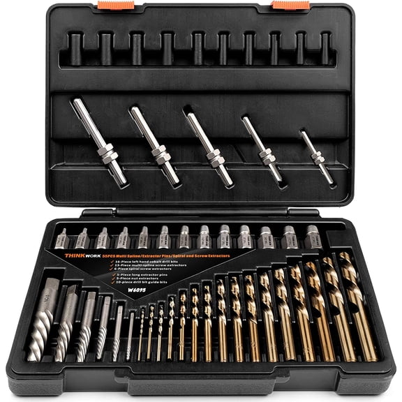 Screw Extractor Set, 55 Pieces Easy Out Bolt Extractor Set, Left Hand Drill Bit Set for Removing Broken Stripped Screws, Studs, Fittings and Lugs Extraction