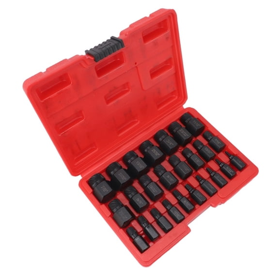 Screw Extractor Set with Hex Head MultiSpline Design for Removing Broken Bolts, Studs, and Screws, Heat Treated CRVs Steel, Resistant and Precision Machined