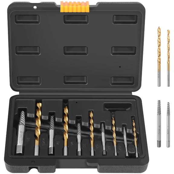 Screw Extractor Set with Left Hand Drill Bits HSS Steel Precision Control Broken Nut Bolt Extractor Multipurpose Damaged Screw Removal Kit Efficient for Car