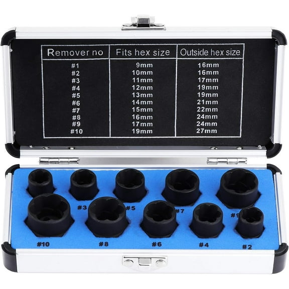 Screw Extractor Set with Aluminium Storage Case, Nut Remover Tool for Removing Rusted, Painted-On Fasteners, High Power Impact