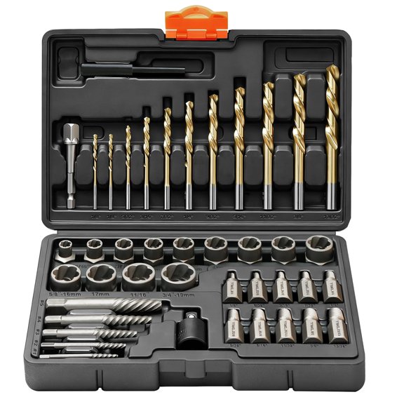 Screw Extractor Set with Reverse Drill Bit Set, Easy Out Screw Removal Tool Kit with Portable Case for Home DIY