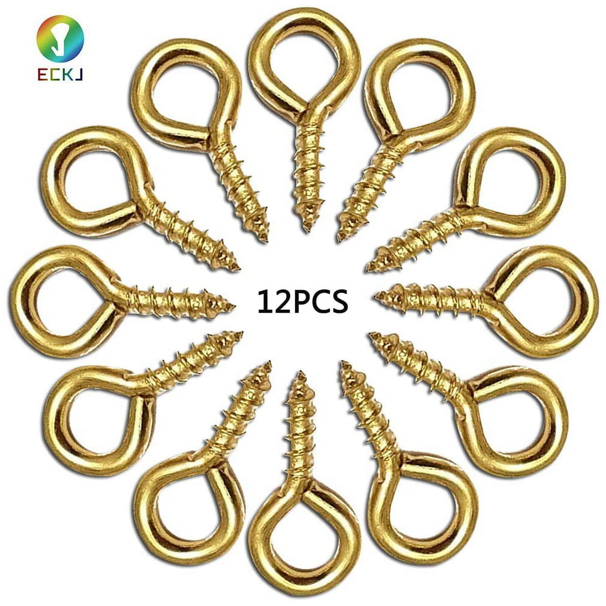 Screw Eye Hooks Metal Eye Hook 12 Pieces Golden Copper Plating Metal