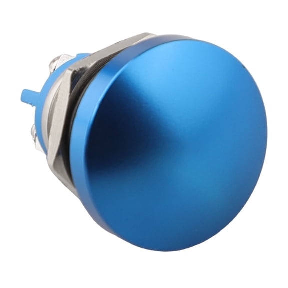 Screw Feet Mushroom Head Push Button Switch, 16Mm Self Reset Metal Button, Waterproof And Dustproof, Ip65 Grade Blue Smile Home