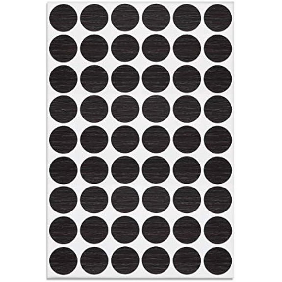 Screw Hole Covers Stickers Textured Plastic Self Adhesive Stickers for Wood Furniture Cabinet Shelve Plate 21mm Dia 54pcs in 1Sheet Black, PC-107