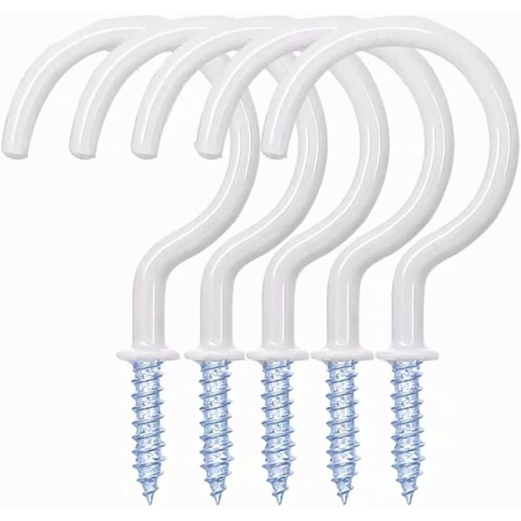 Screw Hook Kit 20 Pcs Ceiling Hooks 2.9 Inch Vinyl Coated Screw-in Wall Screw Hooks Heavy Duty Cup Hooks for Indoor & Outdoor Hanging Plants Utensils Mugs and Decorations, Holds up to 50lbs -White